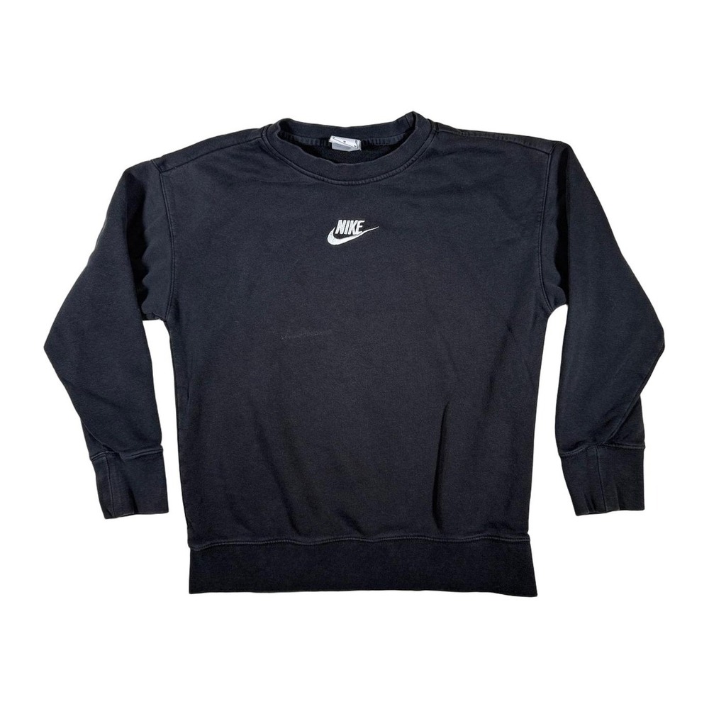 Nike Sportswear Club Fleece Crewneck Sweatshirt Black Logo Size M Mens